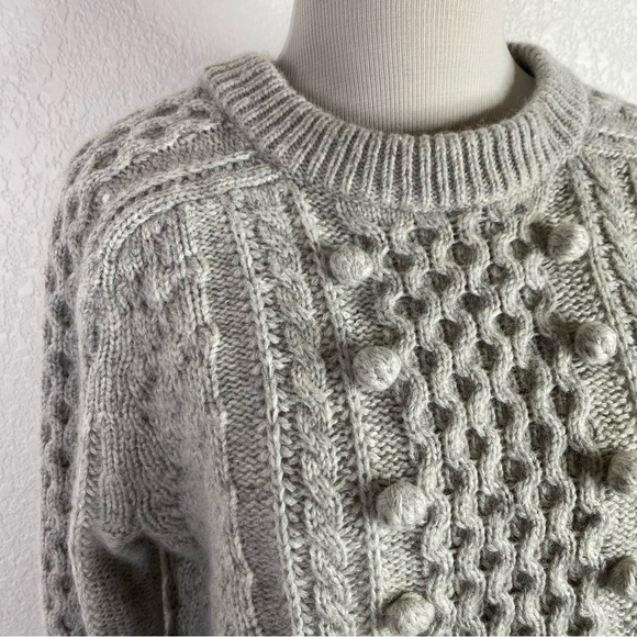 J. Crew Gray Popcorn Cable Knit Wool Blend Pullover Sweater - Picture 4 of 8